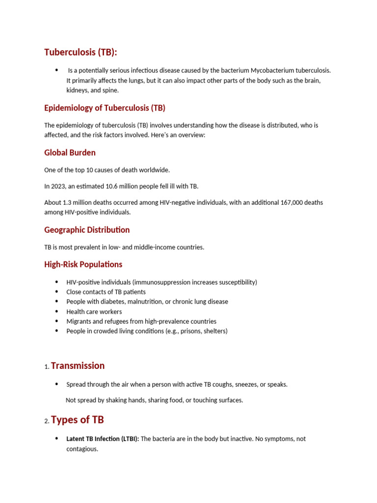 Understanding Tuberculosis: Epidemiology & Treatment | PDF ...