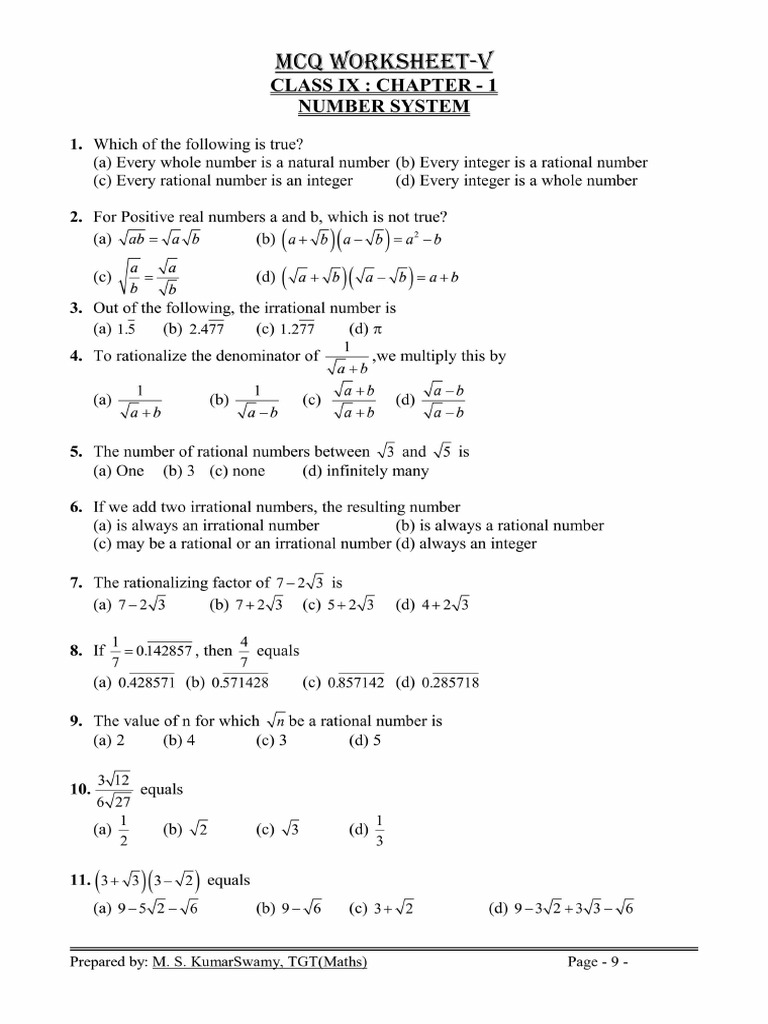 Maths CH - 1 Class IX 2 | PDF