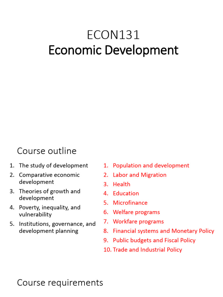 ECON131: Economic Development Overview | PDF | Gross Domestic Product ...