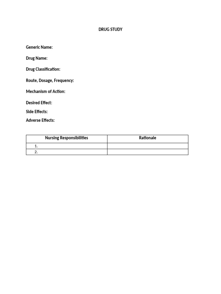 Drug Study Format For Mic | PDF