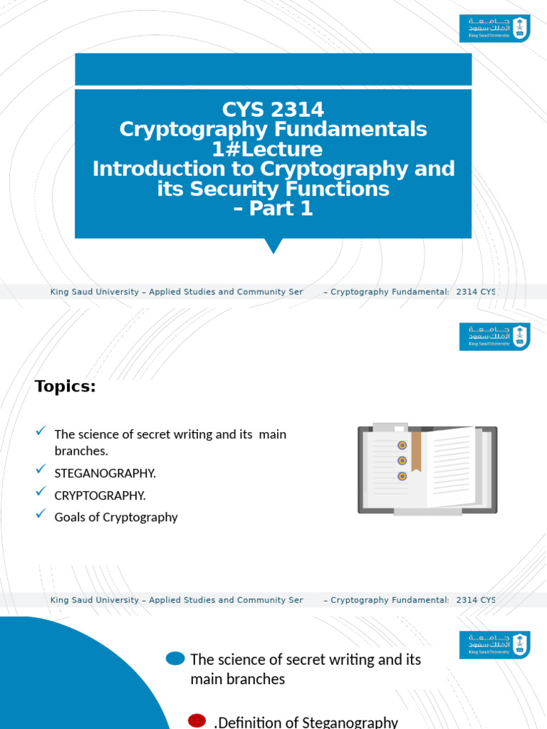 2314 CYS - Lecture 01 - Part 1 | PDF | Cryptography | Encryption