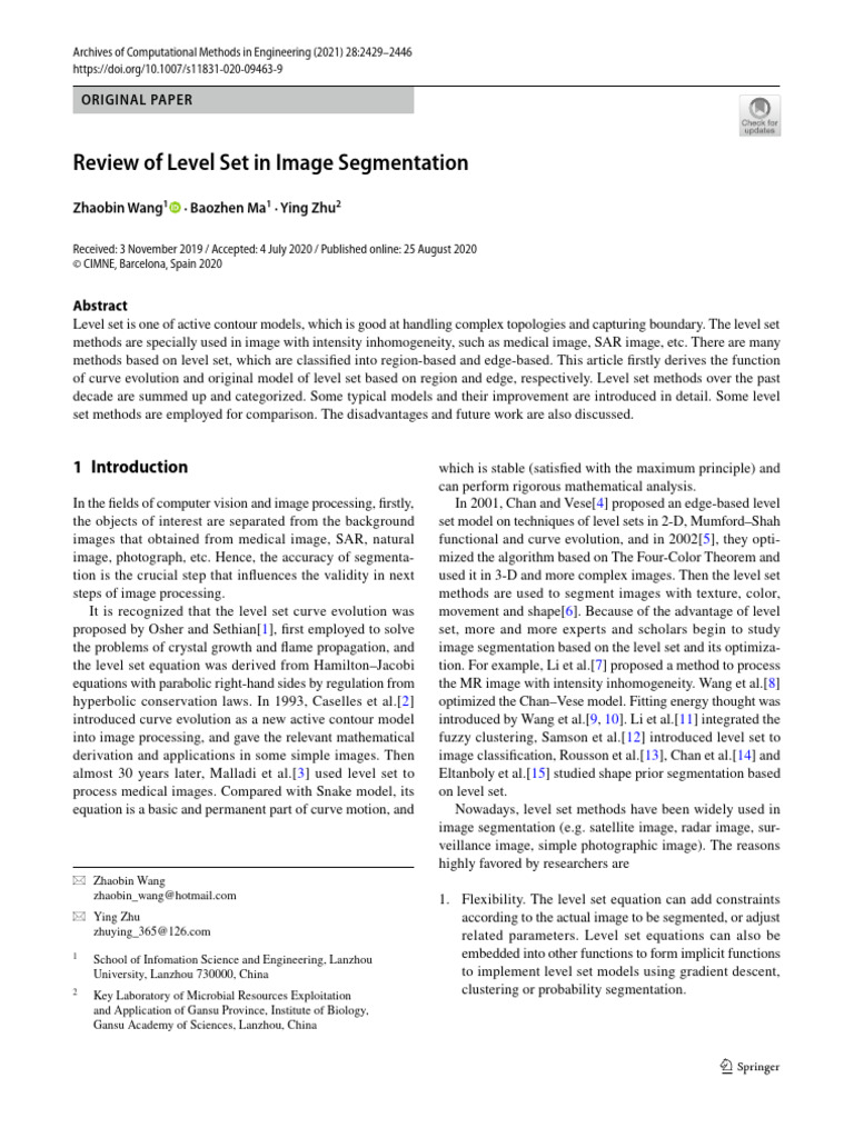 Level Set Methods in Image Segmentation | PDF | Image Segmentation ...