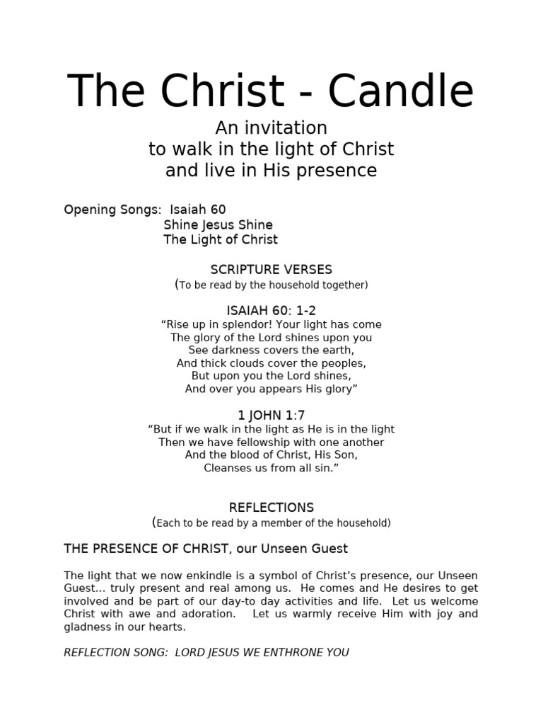 Christ's Light: Reflections and Blessings | PDF | God In Christianity ...