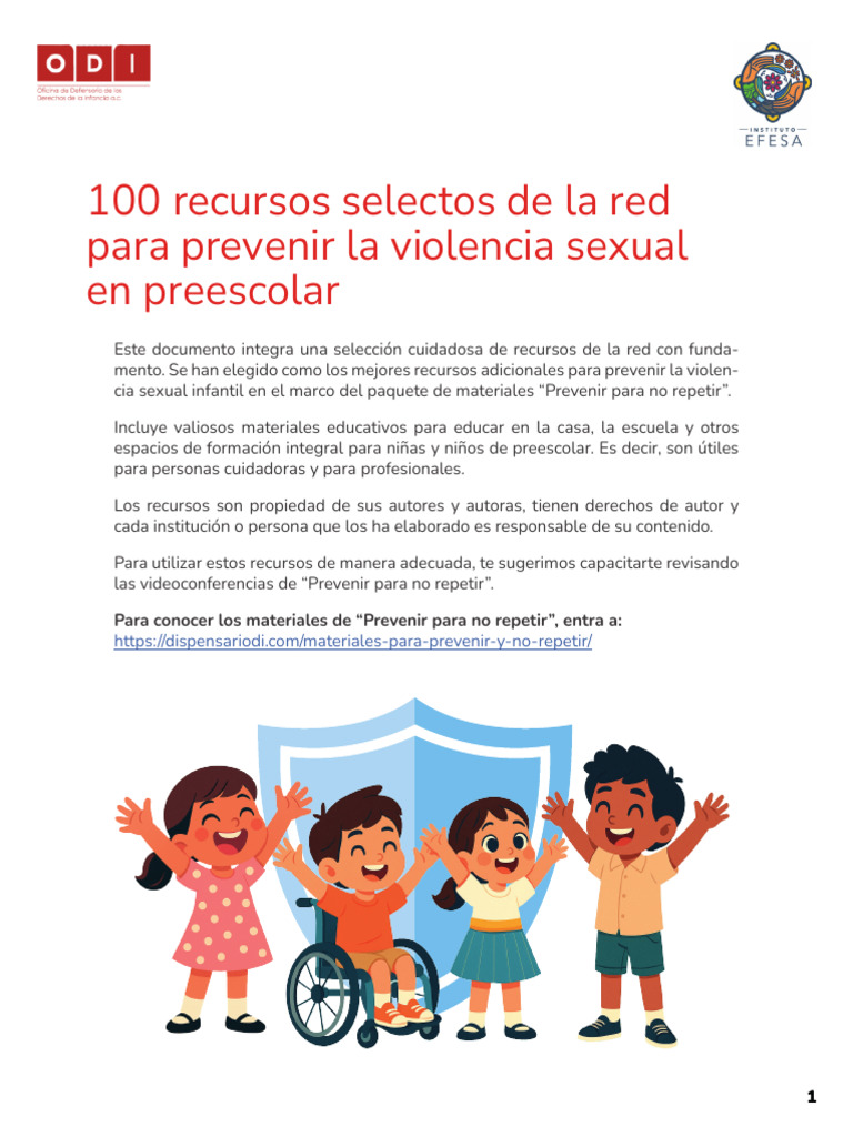 Recursos para prevenir violencia sexual en preescolar | PDF | Unicef ...