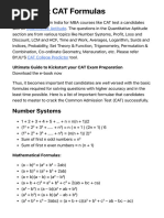 CAT 2025 Quantitative Aptitude Formulas | PDF