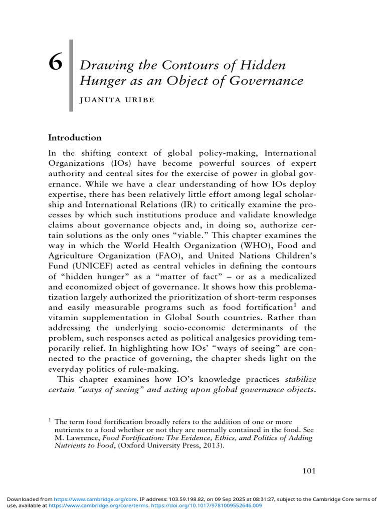 Hidden Hunger: Governance and IOs | PDF | Malnutrition | Food And ...