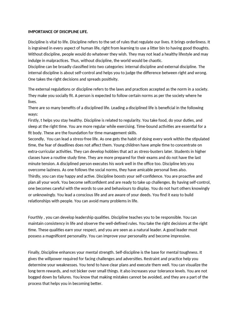 Benefits of a Disciplined Life | PDF | Disciplines | Popular Psychology