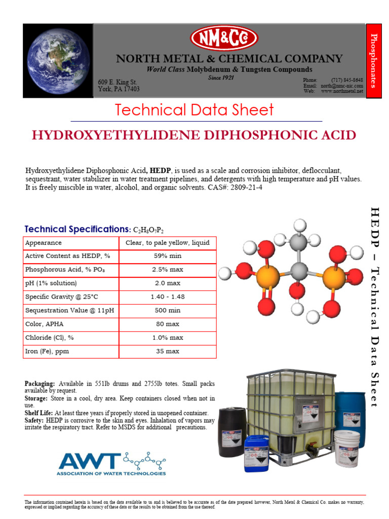 Tds - Hydroxyethylidene Diphosphonic Acid (Hedp) | PDF | Water | Acid