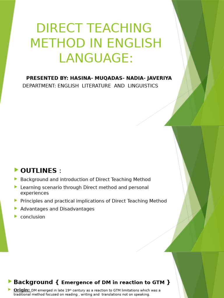 Direct Teaching Method in English Language | PDF | Second Language ...