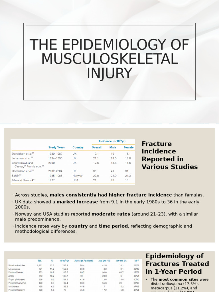 Epidemiology of Musculoskeletal Injuries | PDF | Ankle | Bone