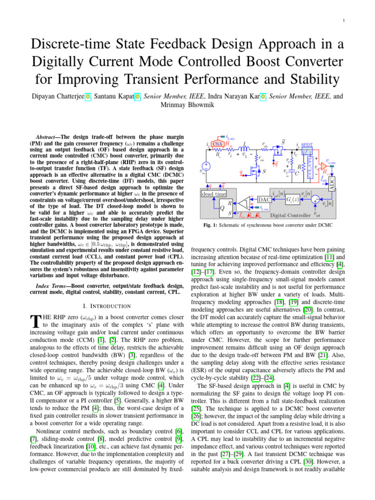 Discrete-Time State Feedback Design Approach in A Digitally Current ...