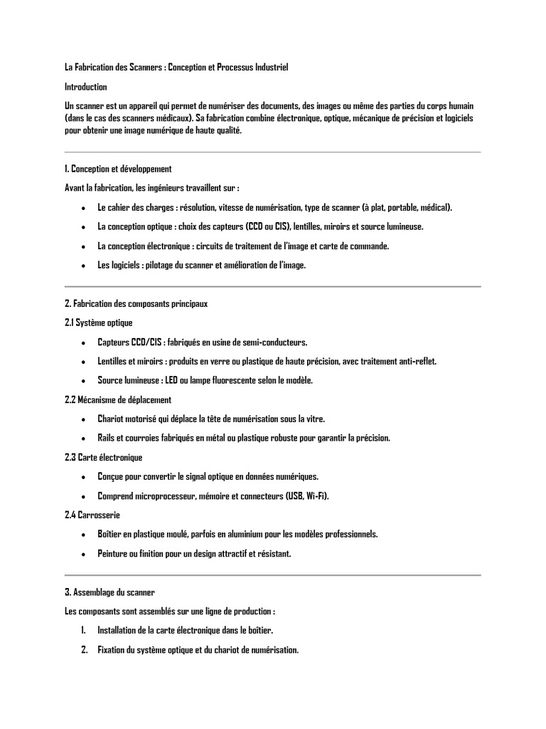 Fabrication des Scanners : Processus Clé | PDF | Scanner (informatique)