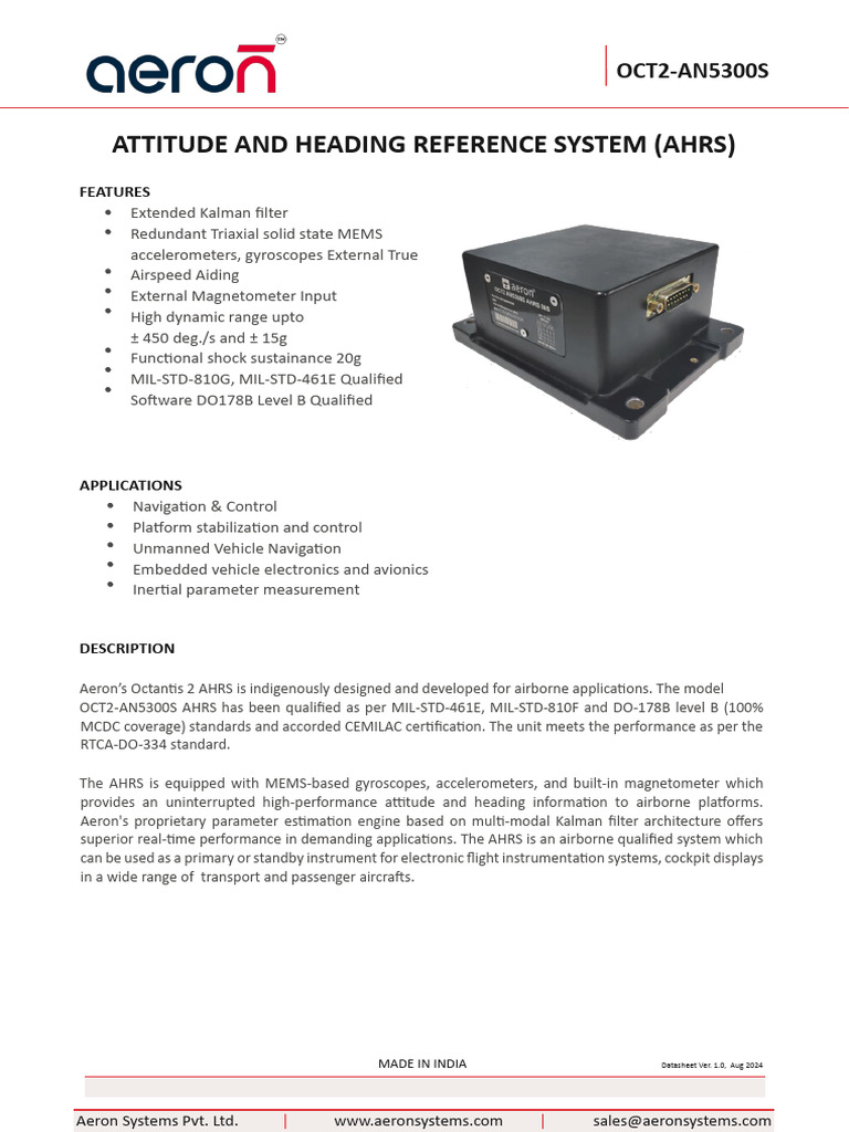 OCT2-AN5300S DS ARN U v1.0 | PDF | Accelerometer | Inertial Navigation ...