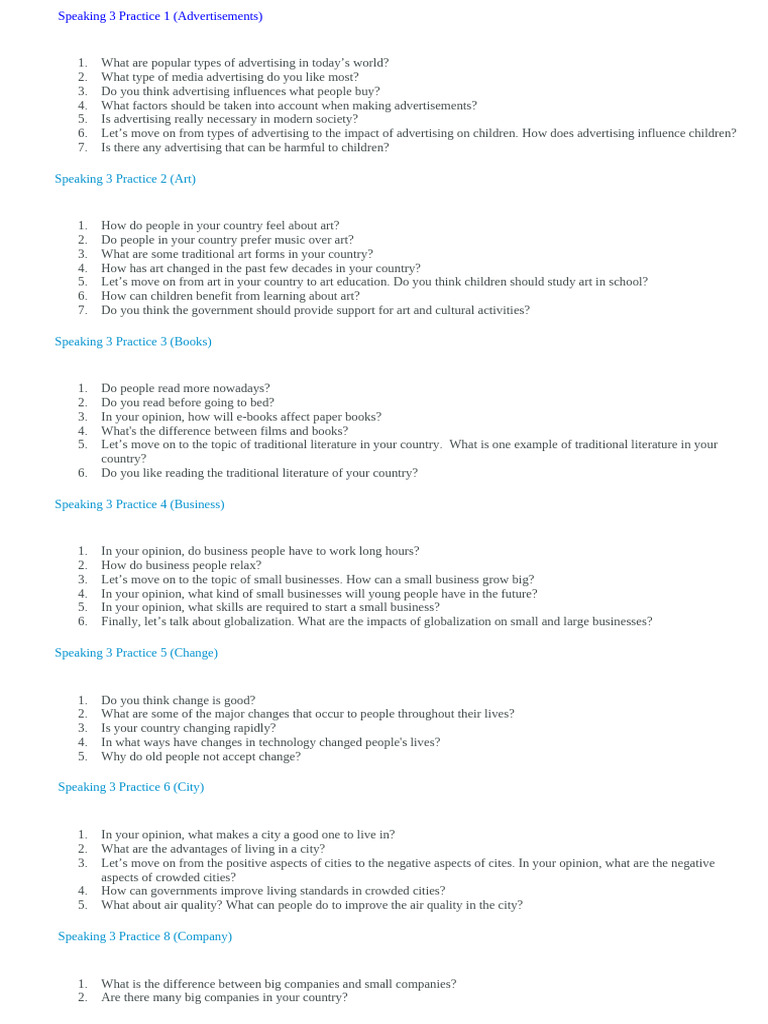 Speaking Practice Topics for Discussion | PDF | Teachers | News