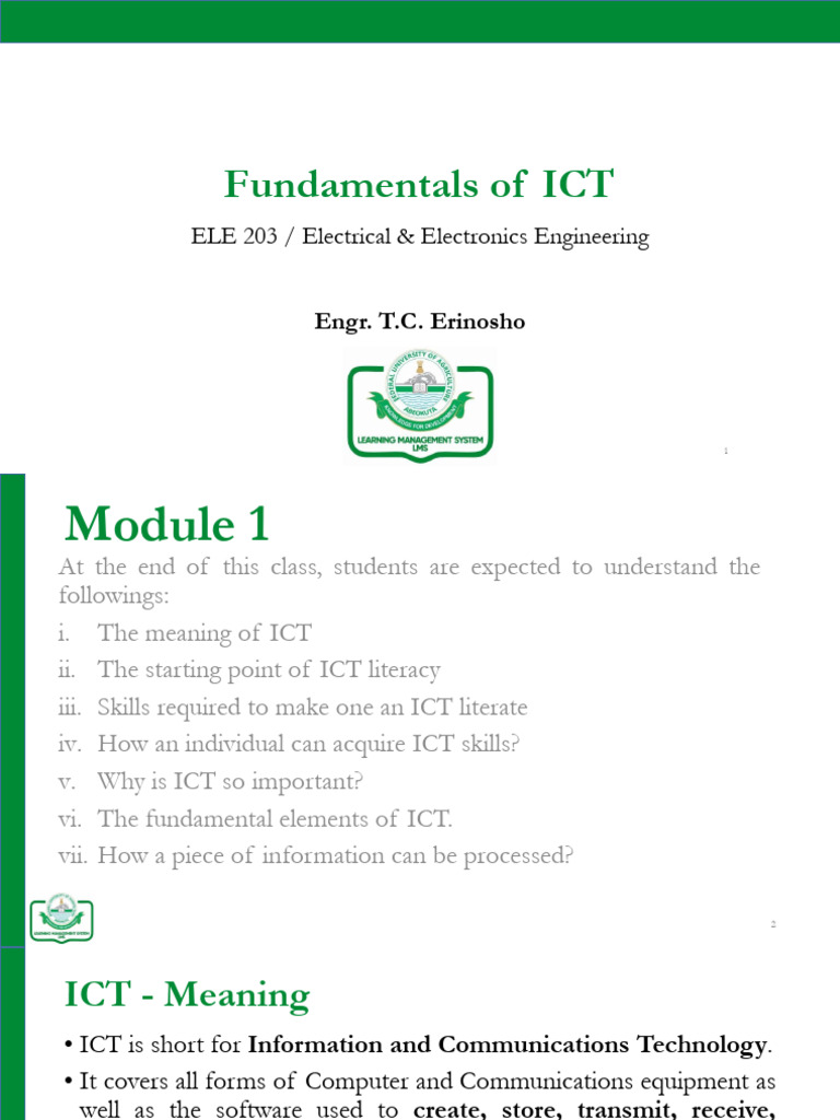 ELE 203 - Module 1 - 1 | PDF | Information And Communications ...