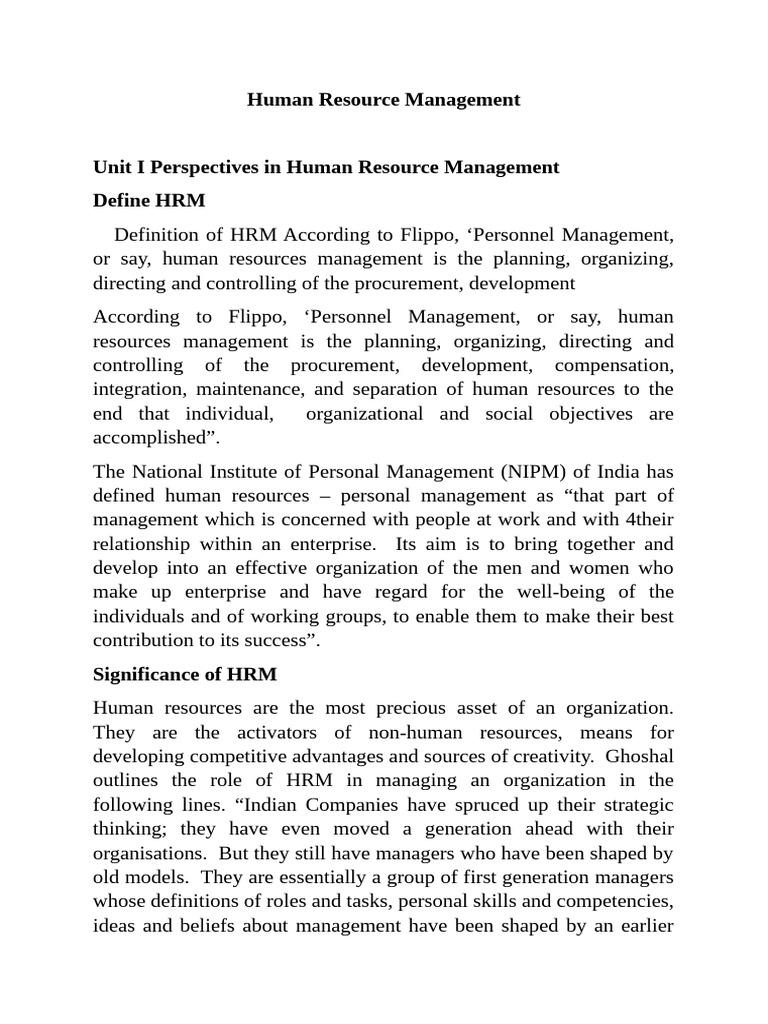 Human Resource Management Overview | PDF | Human Resource Management ...
