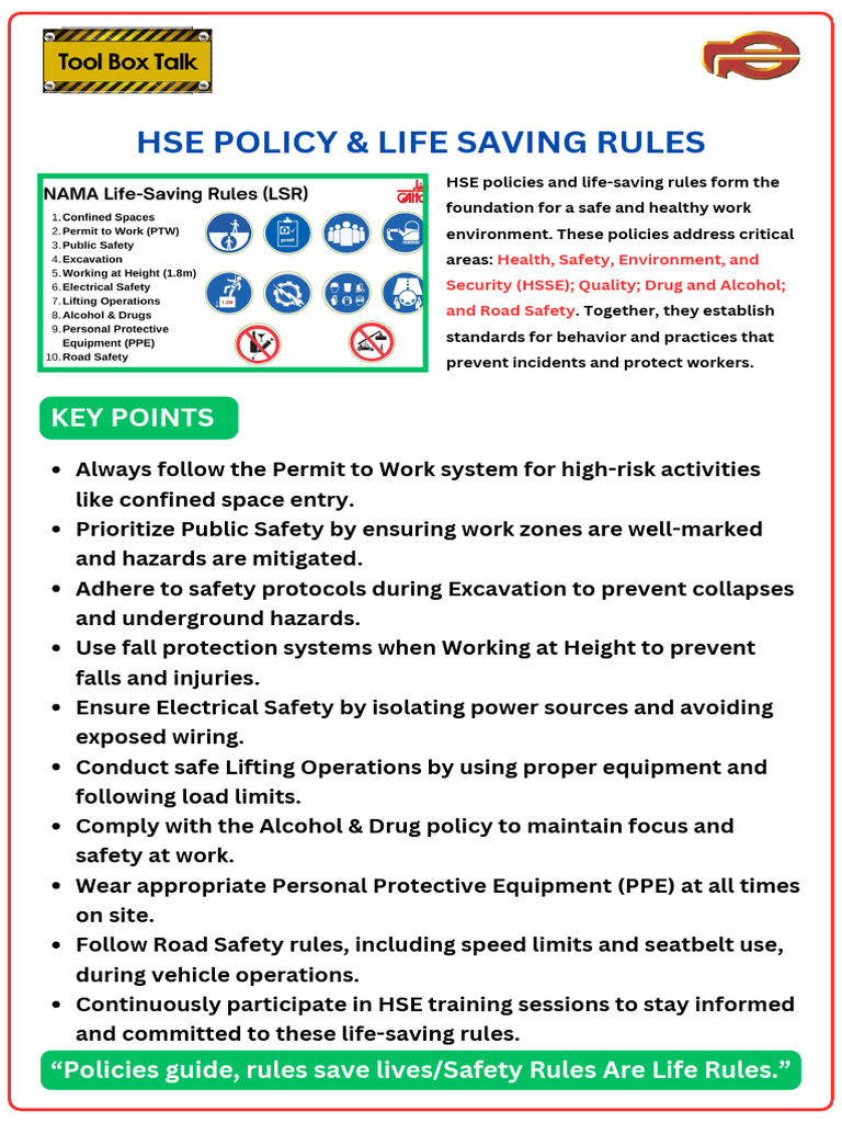 Hse Policy & Life Saving Rules: Key Points | PDF