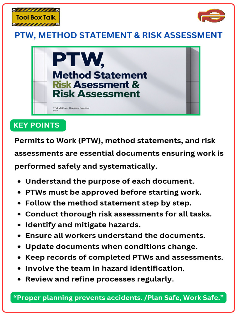 PTW, Method Statement & Risk Assessment Guide | PDF