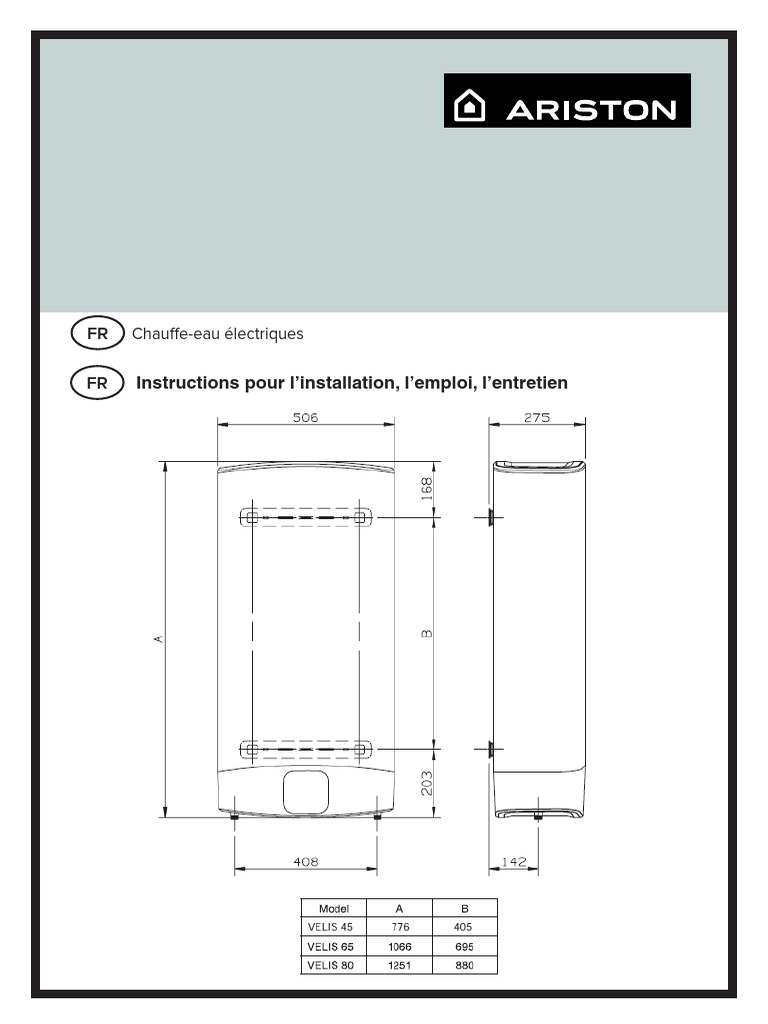 Ariston Velis Evo 65 Notice