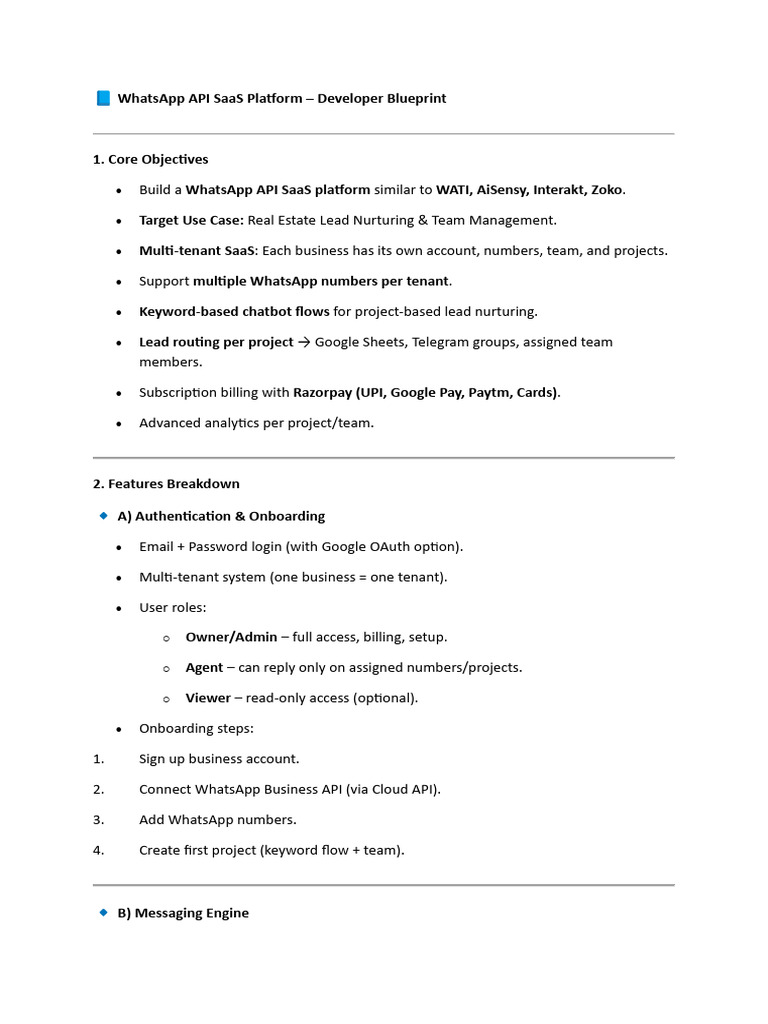 WhatsApp API SaaS Platform | PDF | Software As A Service | Computing