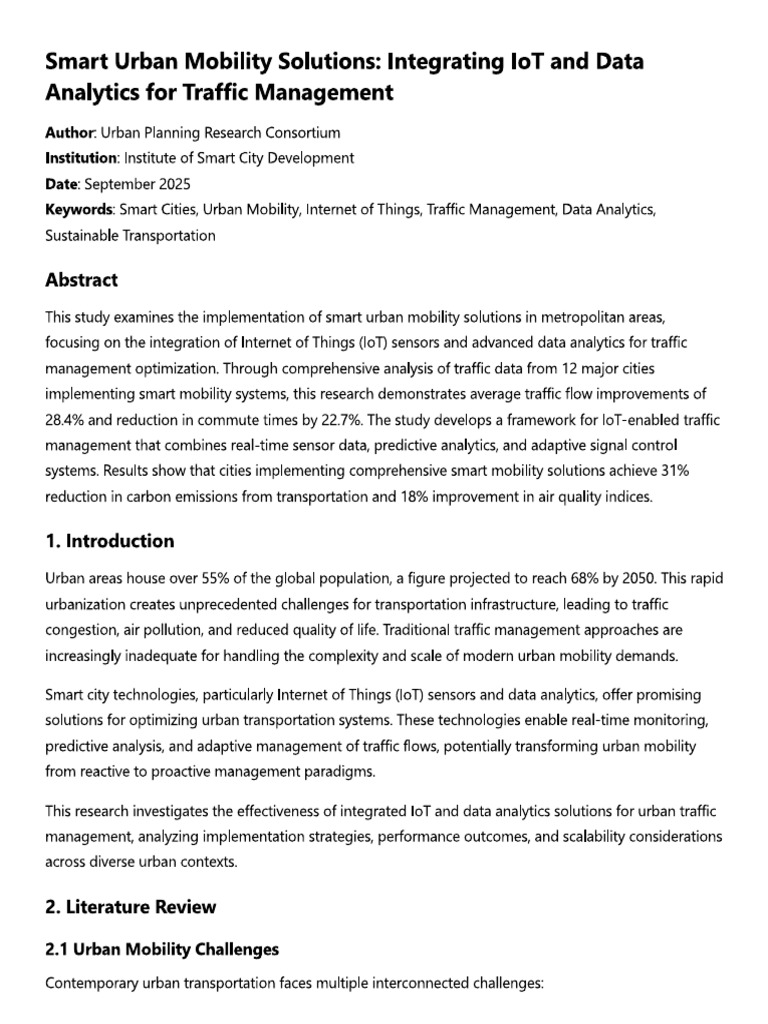 Smart Urban Mobility Solutions | PDF