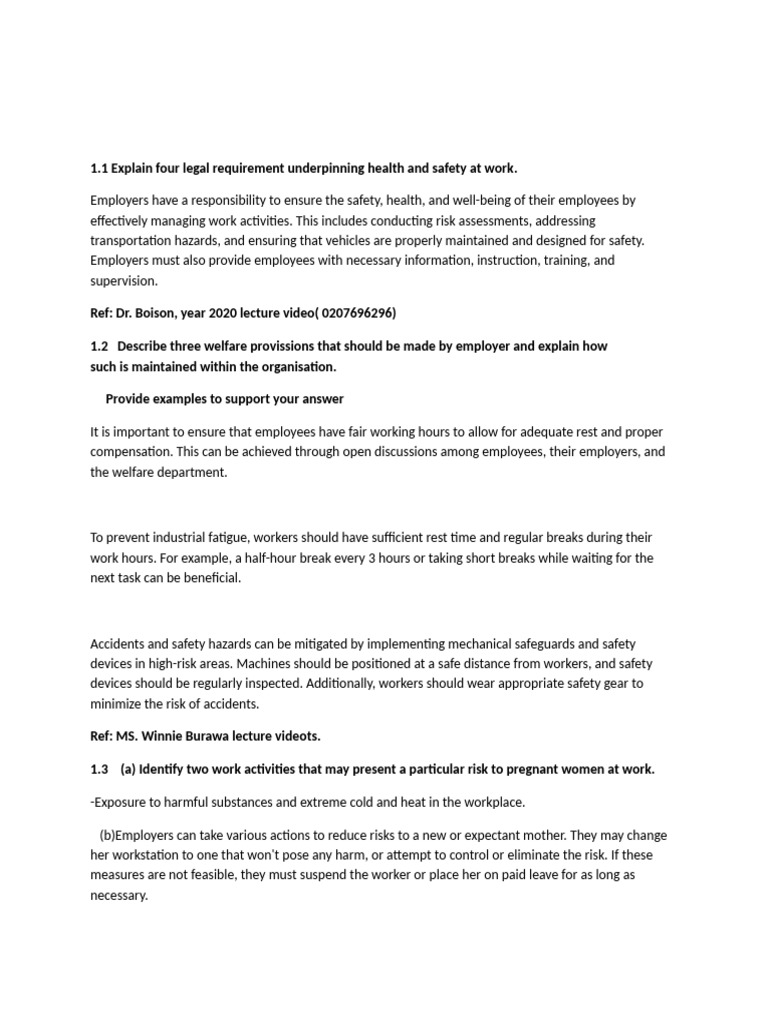 Health and Safety Responsibilities at Work | PDF | Occupational Safety ...