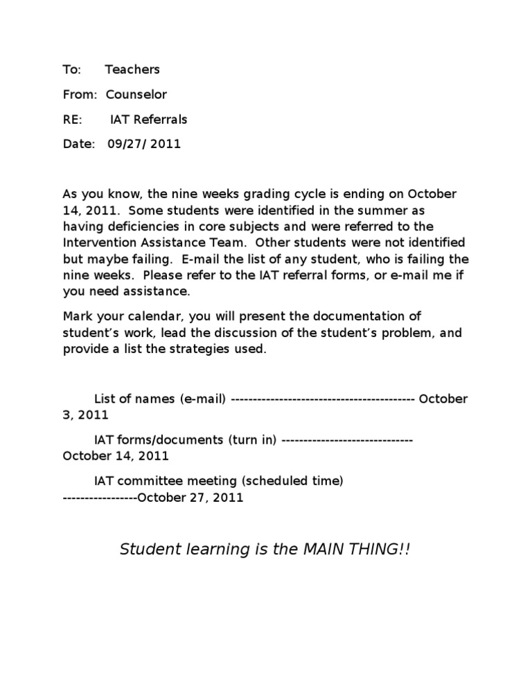 IAT Referral Process for Teachers | PDF