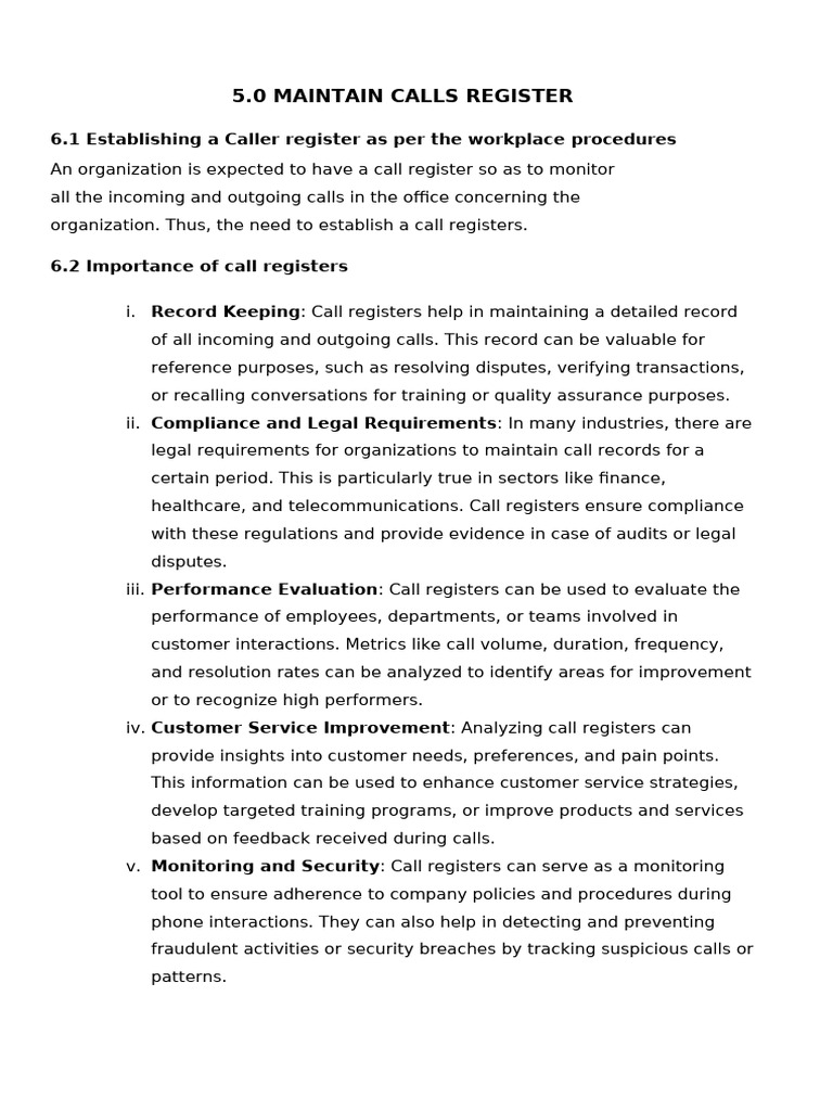 Call Register Management Guidelines | PDF | Computer Security | Security