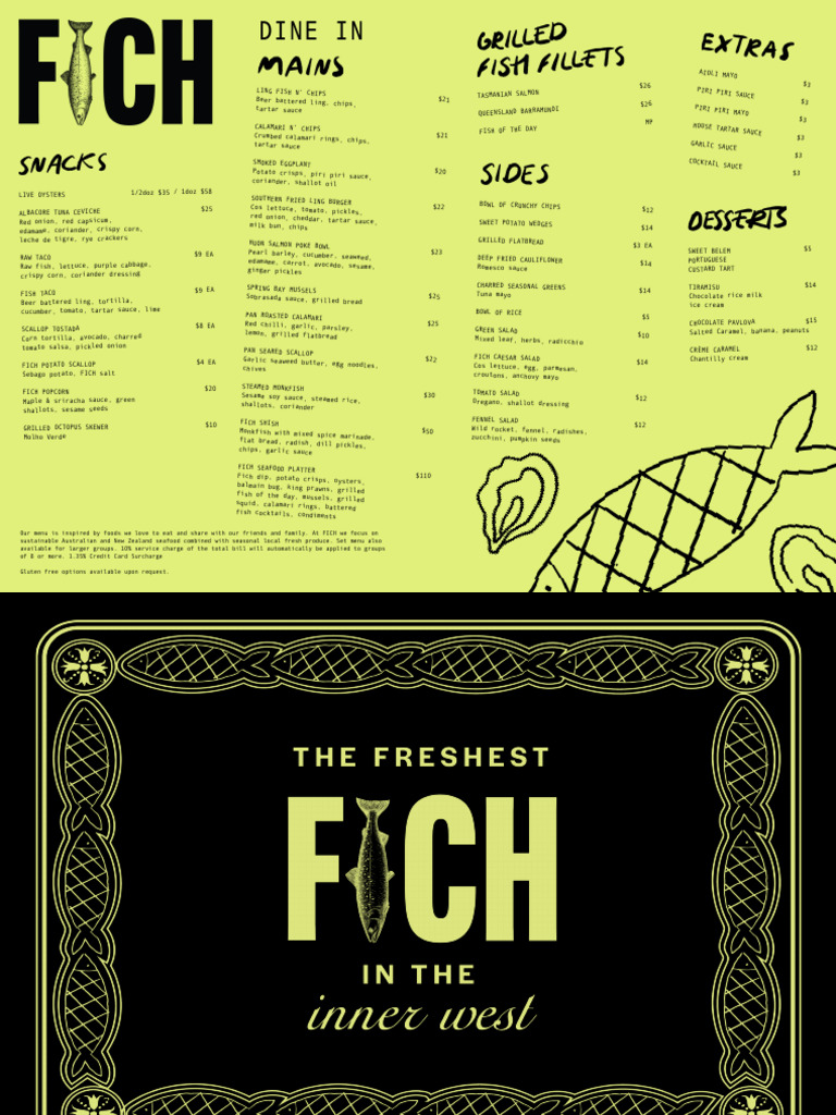 FICH Menu: Sustainable Seafood Delights | PDF