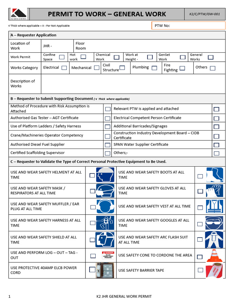 K2 JHR General Work Permit Guidelines | PDF | Risk | Risk Management