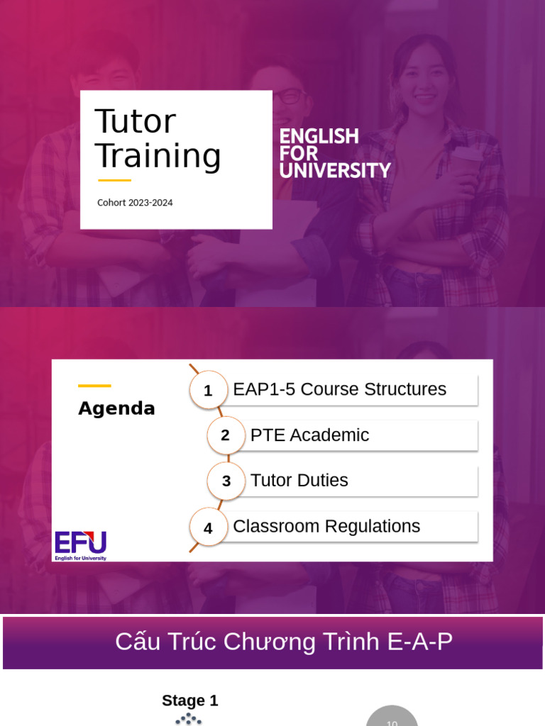 EAP Tutor Training Agenda 2023-2024 | PDF | English Language | Fluency