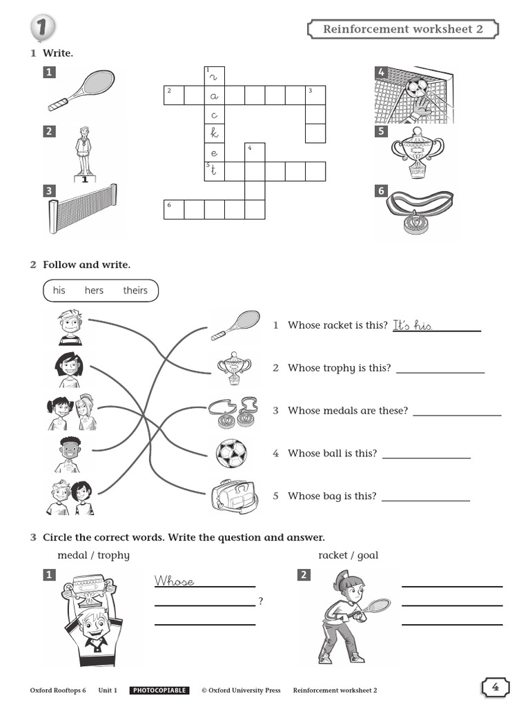 Oxford Rooftops 6th - Reinforcement Worksheet 4 | PDF