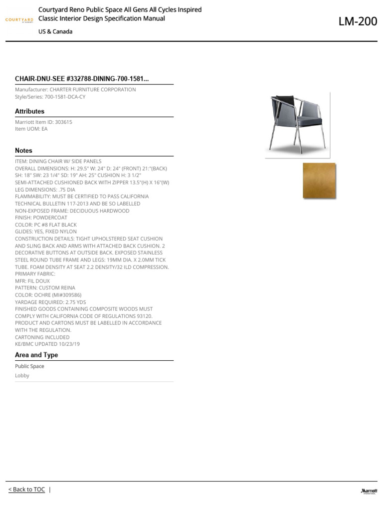 Dining Chair Specifications for Marriott | PDF | Decorative Arts ...