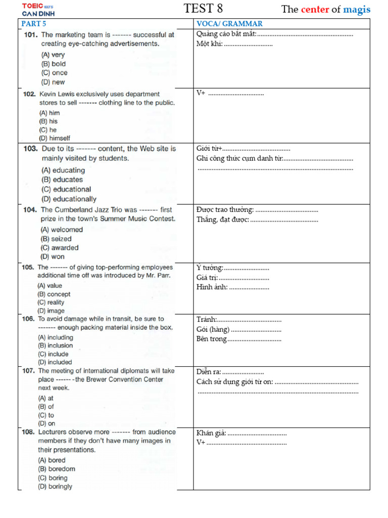 c8. S A Part 5 Test 8 | PDF