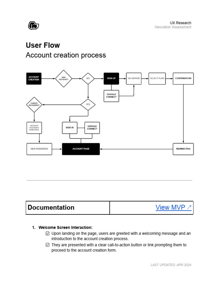 User Flow for Account Creation Process | PDF | Password | Software