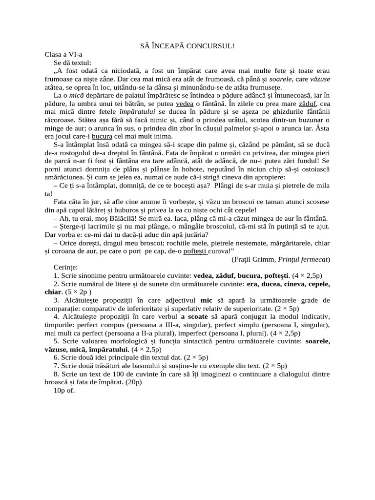 Test Initial Clasa A 6-A | PDF