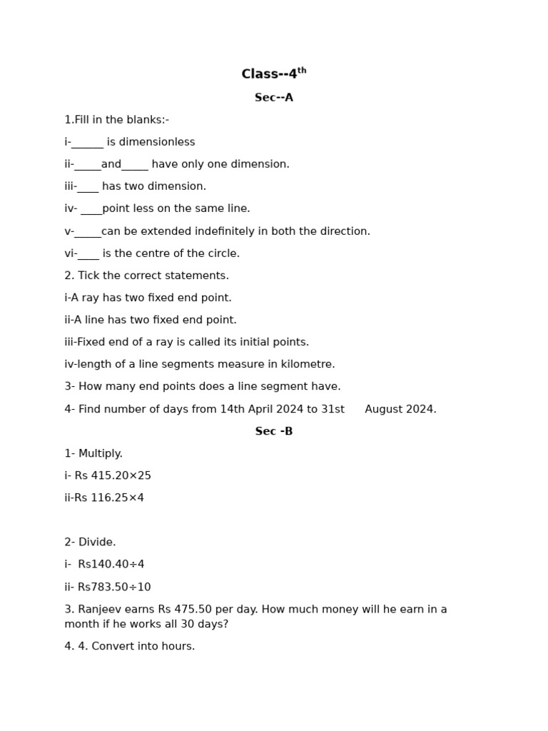 4th Grade Math and Geometry Exercises | PDF