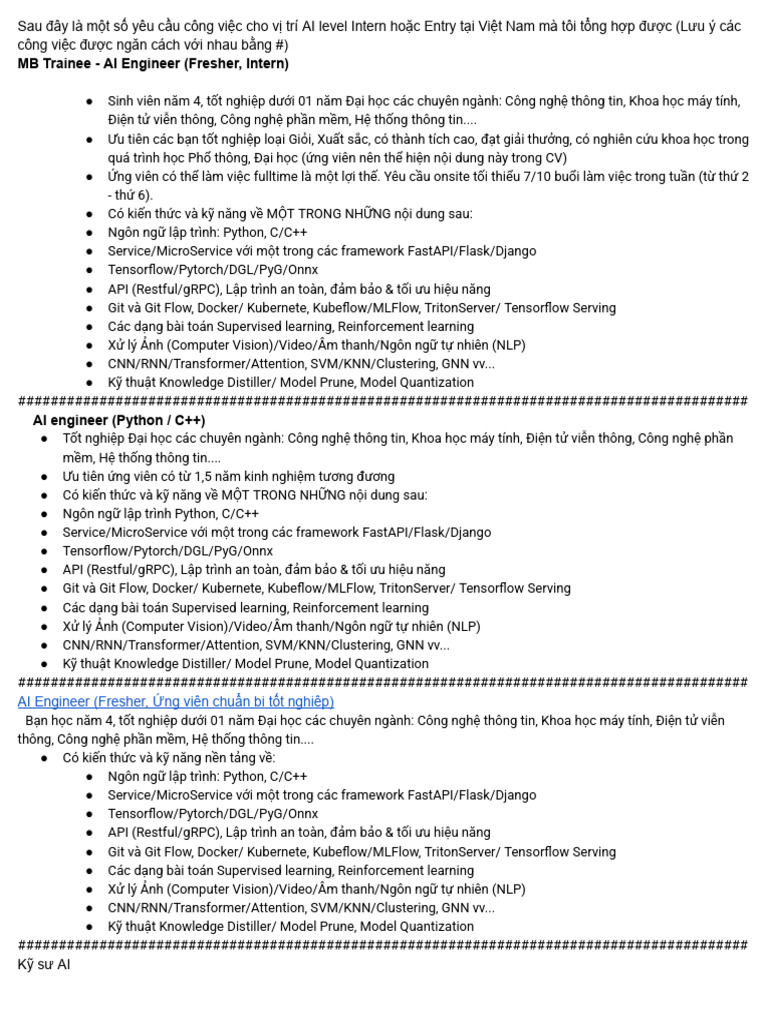 AI Intern JD | PDF