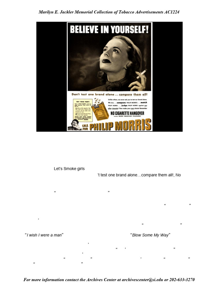 Women and Tobacco Advertising History | PDF | Cigarette