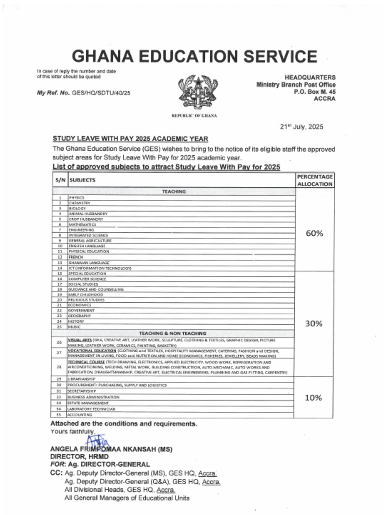 Notice of Study Leave With Pay 2025 - 2025080421530400 | PDF