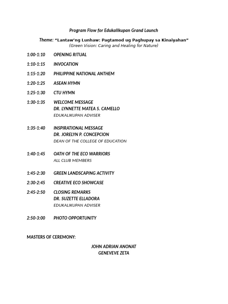 Edukalikupan Grand Launch Program Flow | PDF
