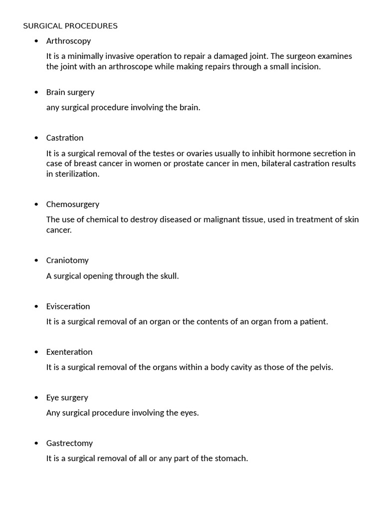 Surgical Procedures Notes | PDF | Catheter | Surgery