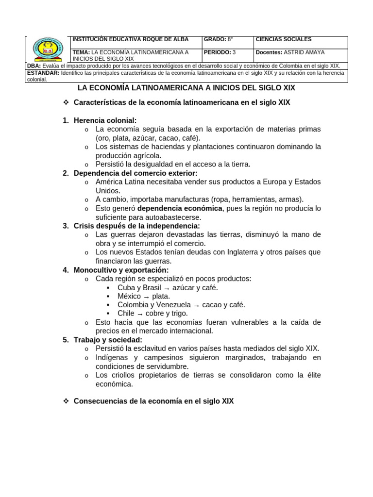 Economía Latinoamericana en el Siglo XIX | PDF | America latina | Economias