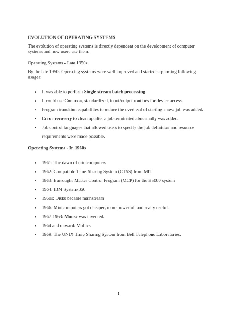 Evolution of Operating Systems | PDF | Operating System | Process ...