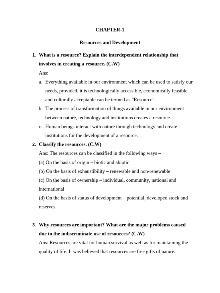 Resources and Development (NOTES 2024-25) | PDF | Soil | Sustainable ...