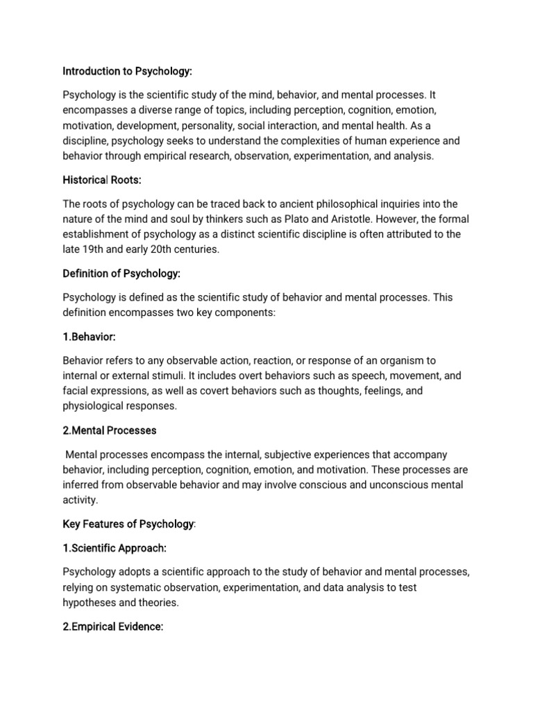 Chapter 1 Introduction To Psychology | PDF | Psychology | Psychotherapy