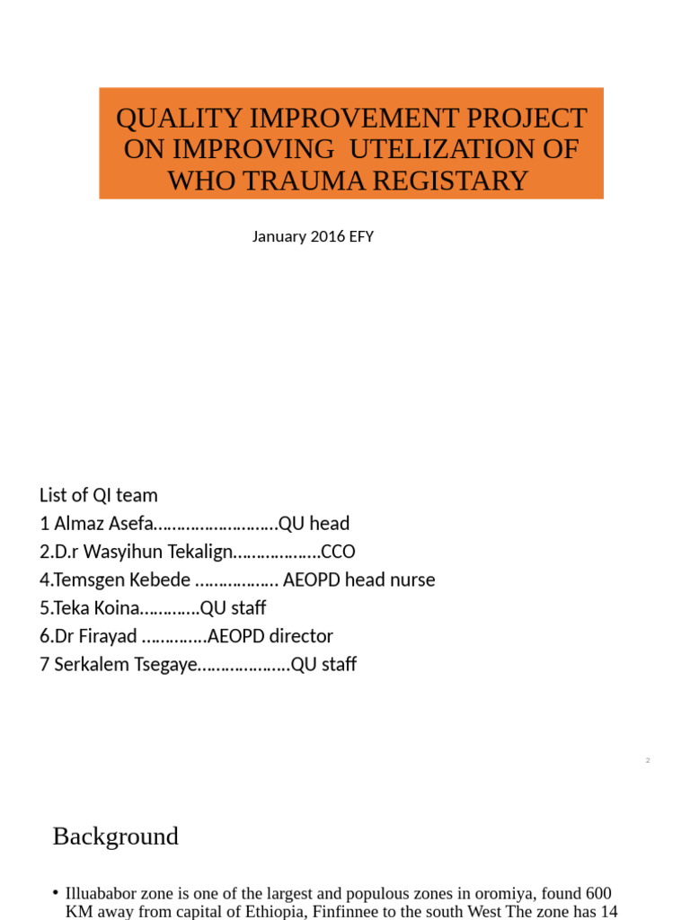 Improving WHO Trauma Registry Utilization | PDF