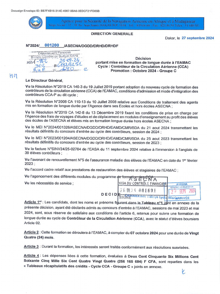 2024-1200-Asecna-Dgdd-Drhd-Drhdf Du 27-09-2024 - Formation Longue Duree ...