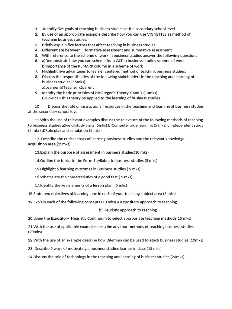 Subject Methods Questions | PDF | Educational Assessment | Learning