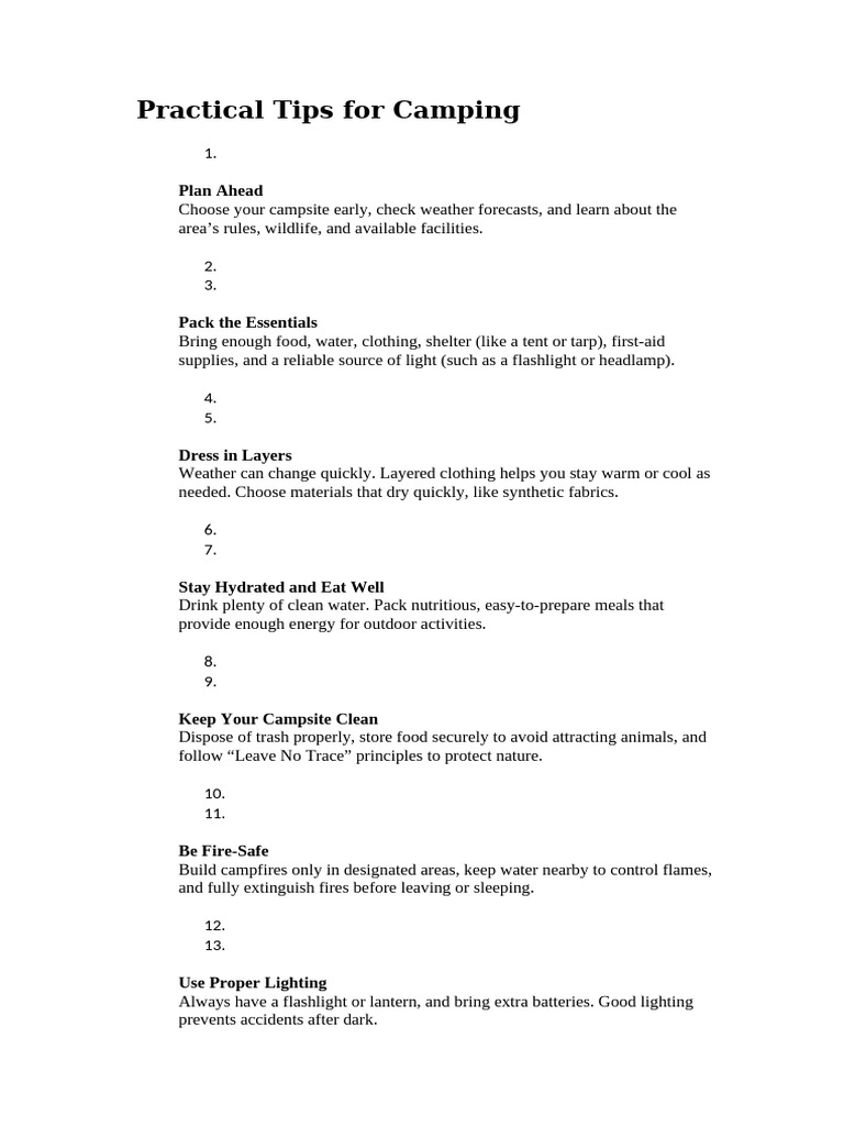 Essential Camping Tips for Beginners | PDF